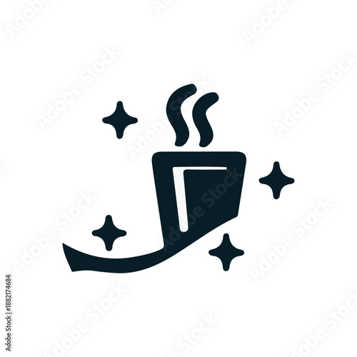 Artistic representation of a smoking pipe with swirling steam and sparkling accents