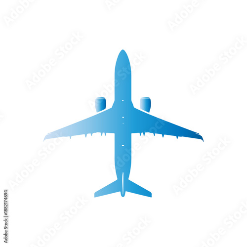 Aerial view of a modern airplane in flight against a clear sky, showcasing its sleek design