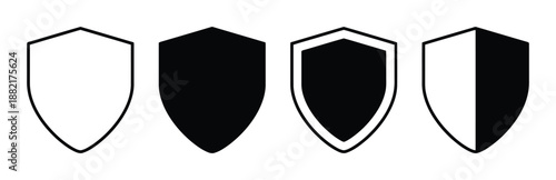 Four shields illustration isolated on white background security and protection concept sign and symbol guard and defence of system safety guarantee vector design