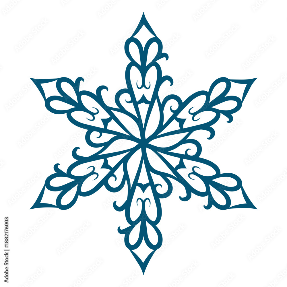Fototapeta premium Artistic swirls snowflake element