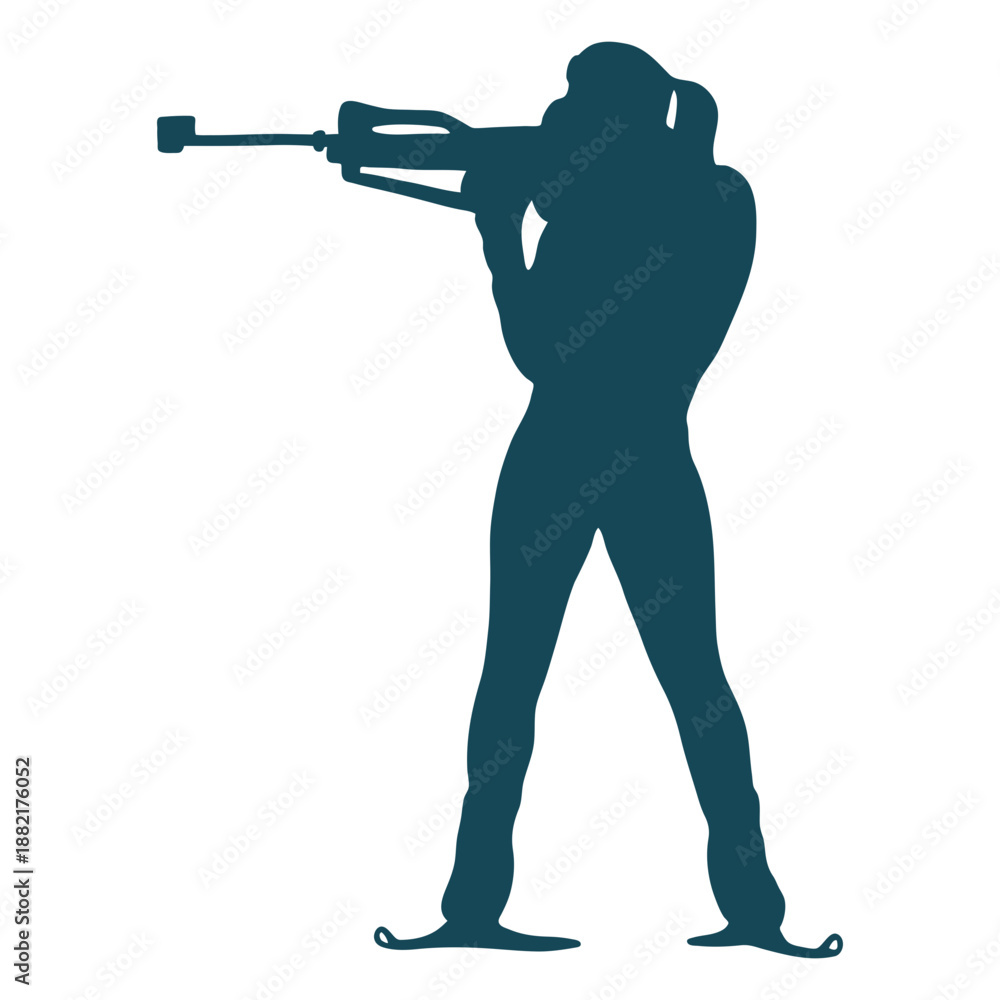 Naklejka premium Biathlonist silhouette shooting