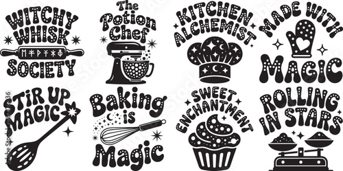 Witchy kitchen designs baking is magic sweet enchantment potion chef cooking