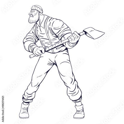 Cautious lumberjack character hand drawn