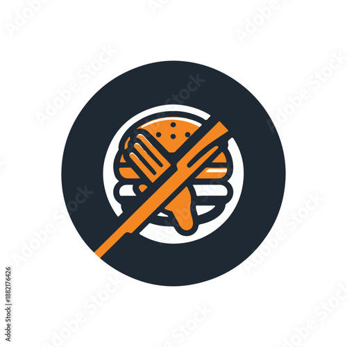 Iconic representation of a burger with a prohibition symbol, emphasizing healthy eating choices