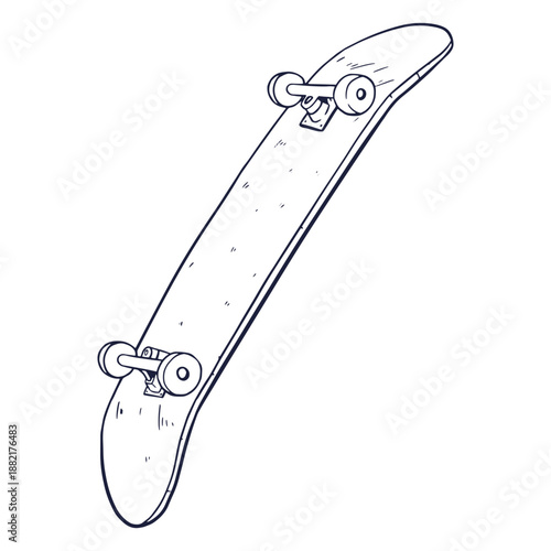 Upside down skateboard hand drawn