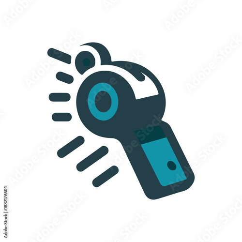 Illustration of a modern handheld device emitting light, symbolizing innovation in technology