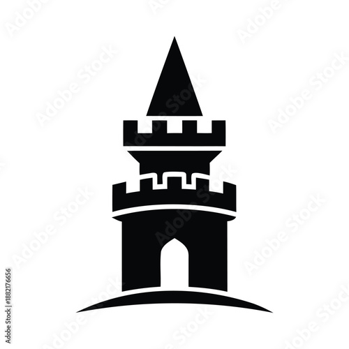 Castle Tower Logo Icon Vector Illustration