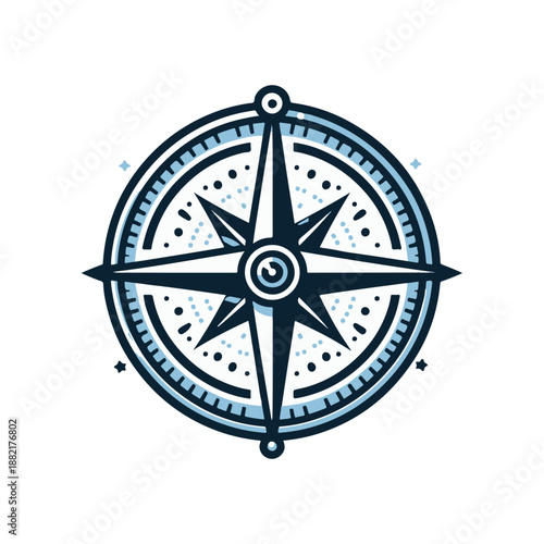 Intricate compass design featuring a central swirl, surrounded by decorative elements and stars