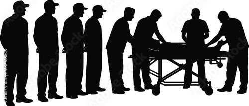 Black silhouette collection of tactical military soldiers, special forces operatives, armed security guards, and combat fighters in action poses, infantry units, for military designs.