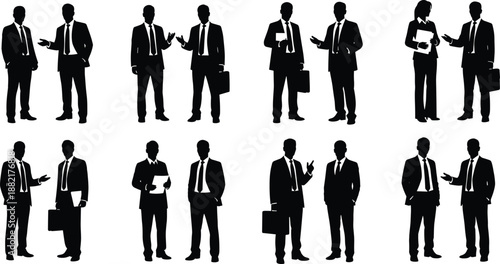 Black silhouette collection of tactical military soldiers, special forces operatives, armed security guards, and combat fighters in action poses, infantry units, for military designs.