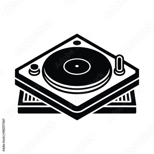 DJ Turntable Logo Icon Vector Illustration