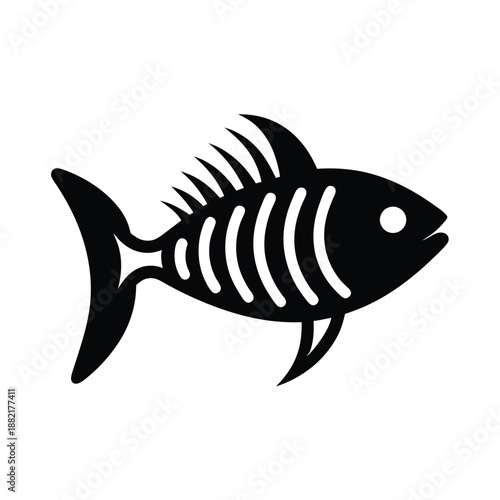 Fish Skeleton Logo Icon Vector Illustration