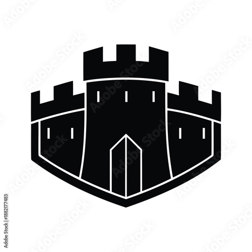 Fortress Wall Logo Icon Vector Illustration