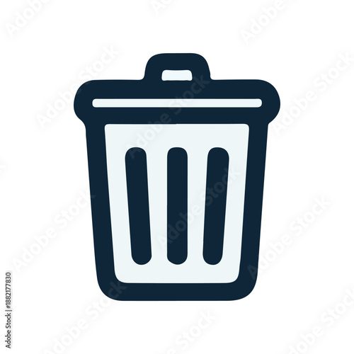 Simple illustration of a trash bin on a white background, symbolizing waste management and cleanliness