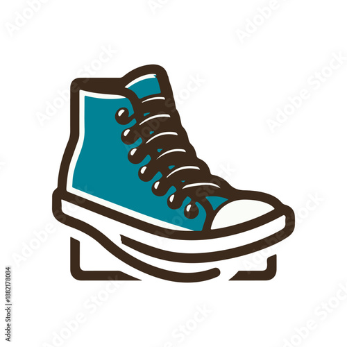 Stylish turquoise sneaker with laces on a white background, perfect for fashion and footwear promotions