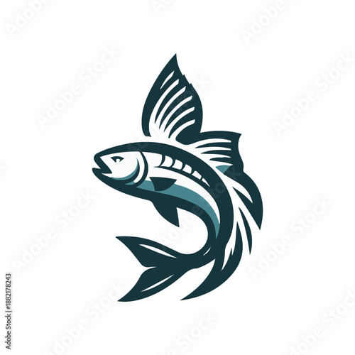 Stylized fish illustration showcasing dynamic movement with elegant fins and tail