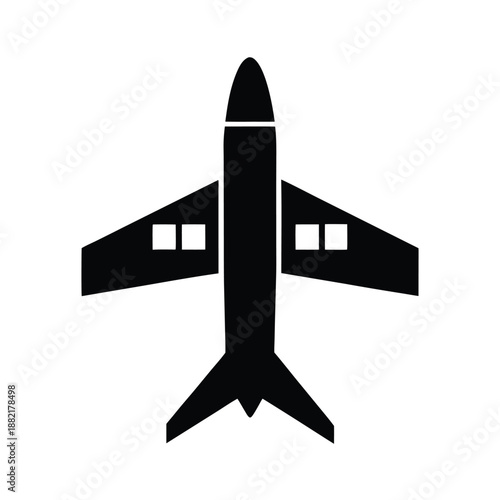 Minimalist Airplane With Windows Icon Vector Illustration