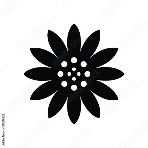 Minimalist Daisy Flower With Petals Icon Vector Illustration