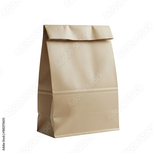 Simple brown paper bag isolated on white background