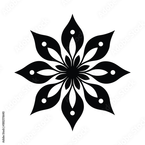 Minimalist Decorative Floral Ornament Icon Vector Illustration