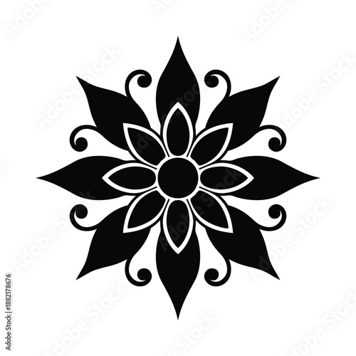 Minimalist Floral Ornament With Petals Icon Vector Illustration