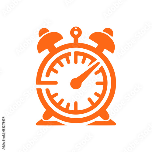Vibrant orange alarm clock illustrating time management and urgency in a minimalist design