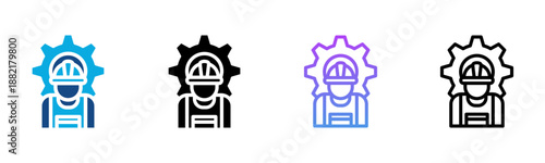Labor Icon Multiple Style Vector Illustration
