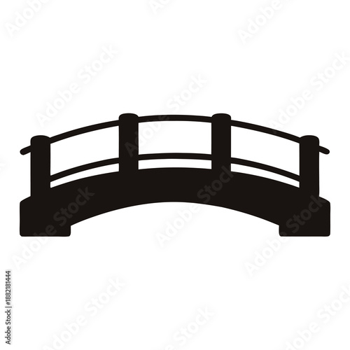 Simple black and white silhouette image of a pedestrian bridge structure