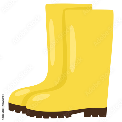 Rubber boots vector or rainy boots vector. Autumn or spring element. Outdoor accessories in rainy days. Flat vector in cartoon style isolated on white background.