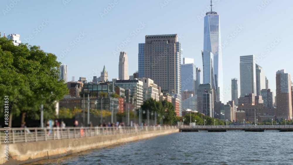 Αυτοκόλλητο New York City Manhattan downtown financial district skyline, United States