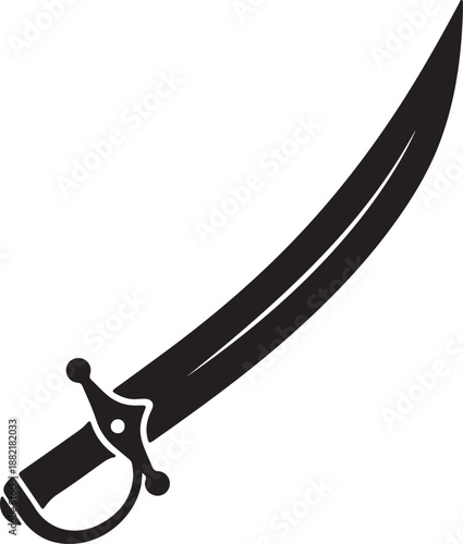 Cutlass pirate sword with curved blade and classic handle