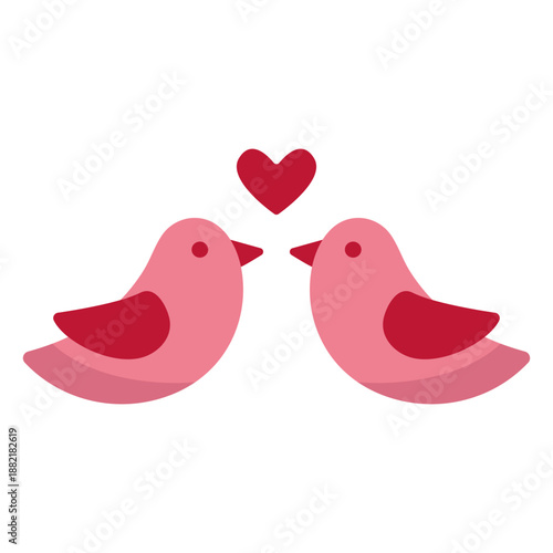 Valentine love birds flat
