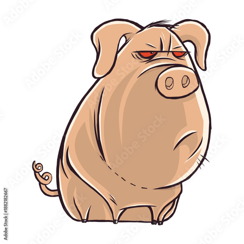 Dull pig character cartoon