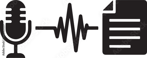Audio transcription icon set