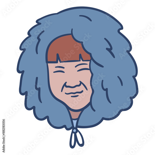 Eskimo old woman face illustration