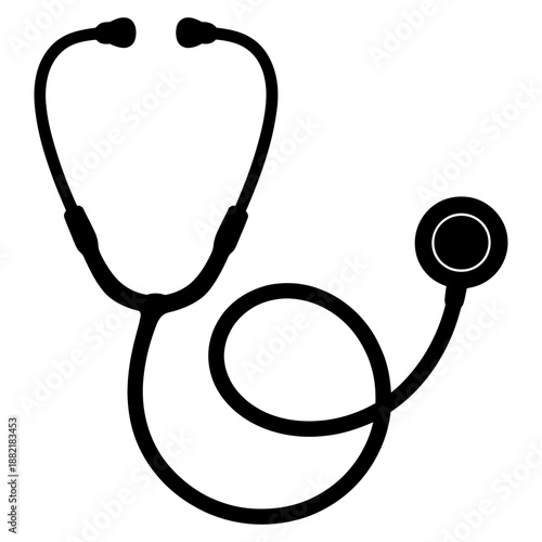Medical stethoscope silhouette illustration isolated on white background healthcare equipment doctor tool diagnostic device heart monitor professional clinical instrument symbol