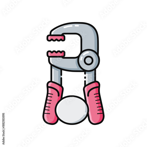 A colorful illustration of a clamp tool with rubber grips, set against a white background, showcasing its design for potential use in various DIY projects