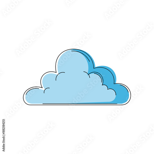 A fluffy blue cloud floating against a white background, symbolizing calmness and serenity