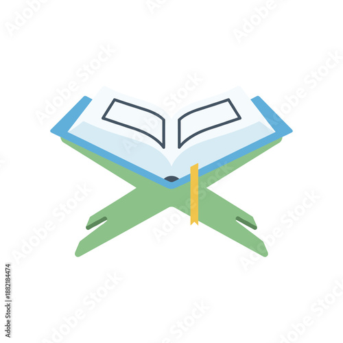 Open holy book on stand