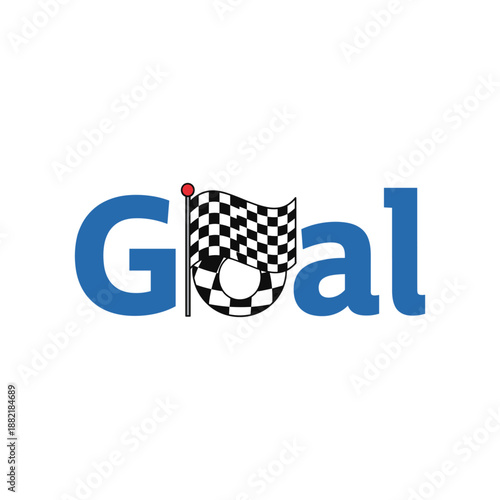 A vibrant graphic featuring a checkered flag and the word 'Goal' symbolizing victory in sports