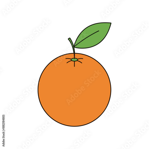 A vibrant orange fruit with a green leaf, set against a clean white background, ideal for food photography