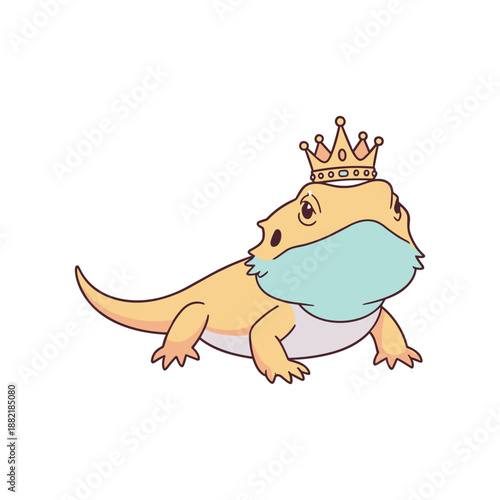 A whimsical illustration of a lizard wearing a crown, symbolizing royalty and uniqueness