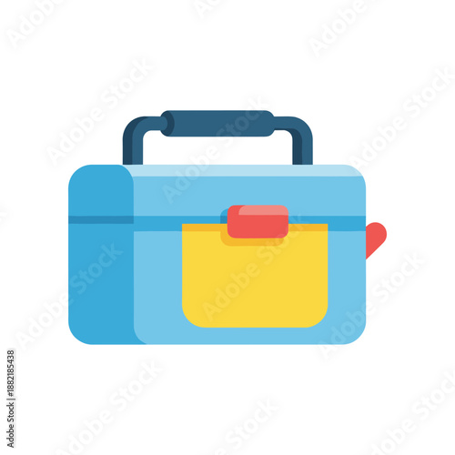 Brightly colored toolbox with a yellow pocket, ideal for DIY projects and home repairs