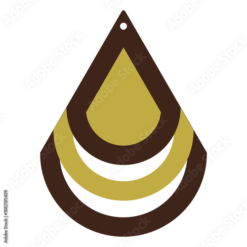 Leather earring teardrop two tone flat