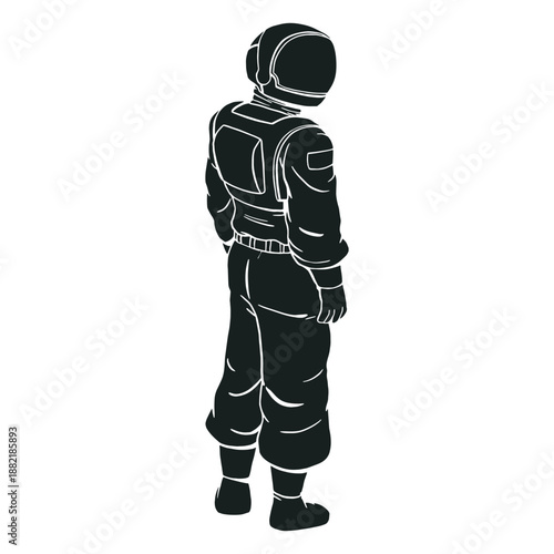 Looking side astronaut silhouette