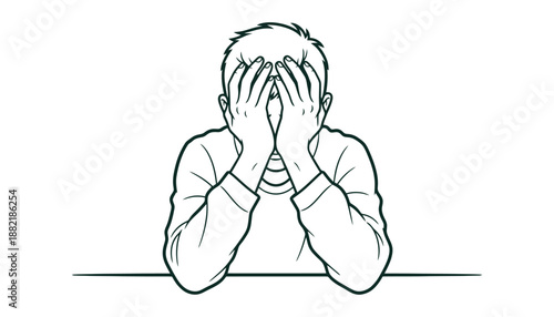 Man covering face with hands in a gesture of frustration or despair