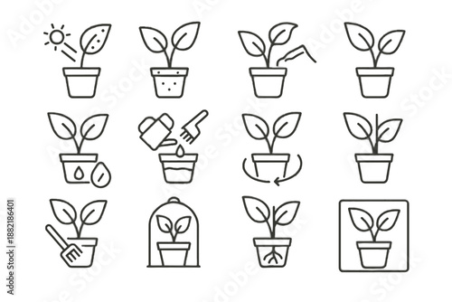 Imbalance icons dome soil icon loosening vector clogged rotation plant leaf care