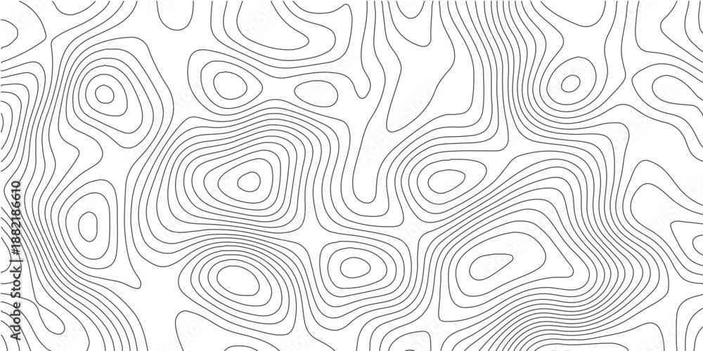Fototapeta premium Abstract Topographic Contour Lines Background with Overlapping Elevation Curves and Black and White Topographic Map Abstract Pattern Vector illustration.