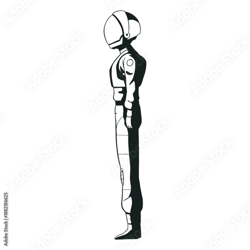 Drawn astronaut side view