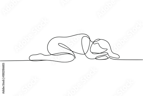 Black Continuous Line of Abstract Curved Organic Shape on White Background line abstract shape black and white